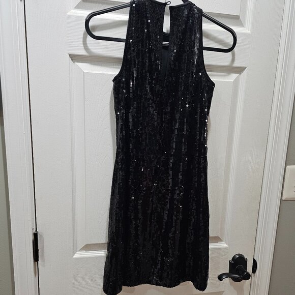 Maggy London Black Sequin Sleeveless Cocktail Dress Size 2 - Picture 5 of 7